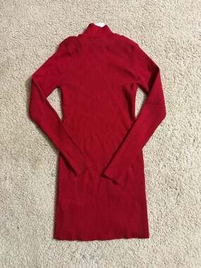 Forever 21 Ribbed Knit Mock Neck Long Sleeve Mini Bodycon Dress